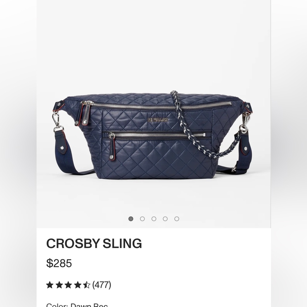 MZ Wallace Crosby Crossbody Sling bag in color dawn/white NWT
